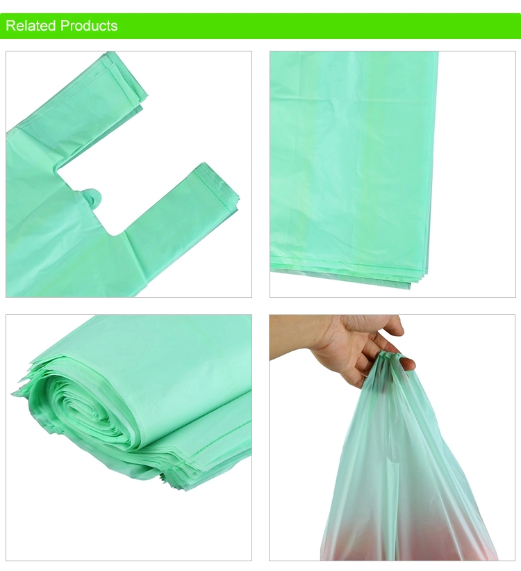 100% Biodegradable and Compostable Supermarket Shopping Bag Eco-Friendly Material T-Shirt Bag Vest Bag