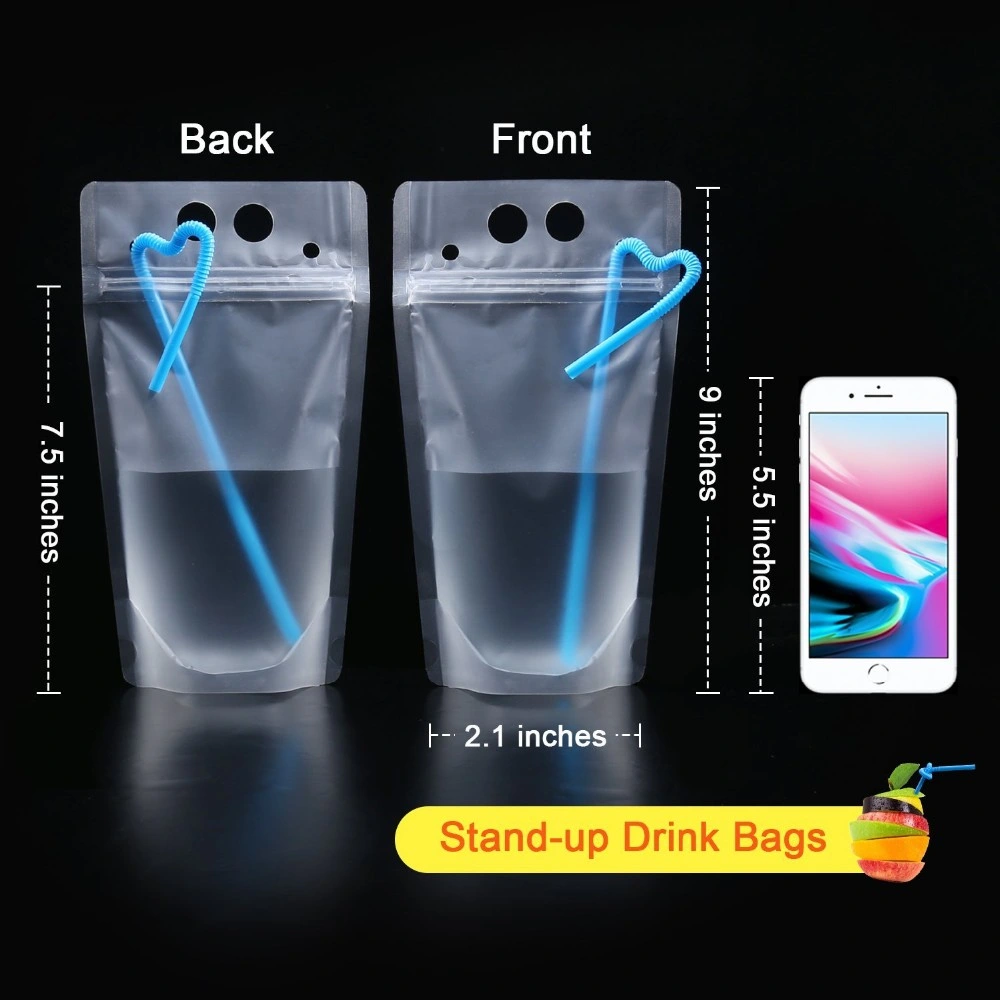 450ml 500ml Convenience Fruit Drink Bags Stand up Reclosable Plastic Zipper Pouches Bags Hand-Held