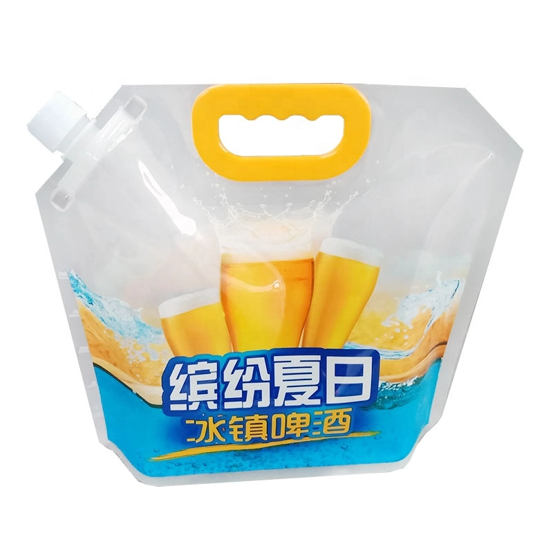 Custom Printed Transparent Spout Pouch Packaging Bag Peer Bag Liquid Packing Pouch with Handle Doy Pack