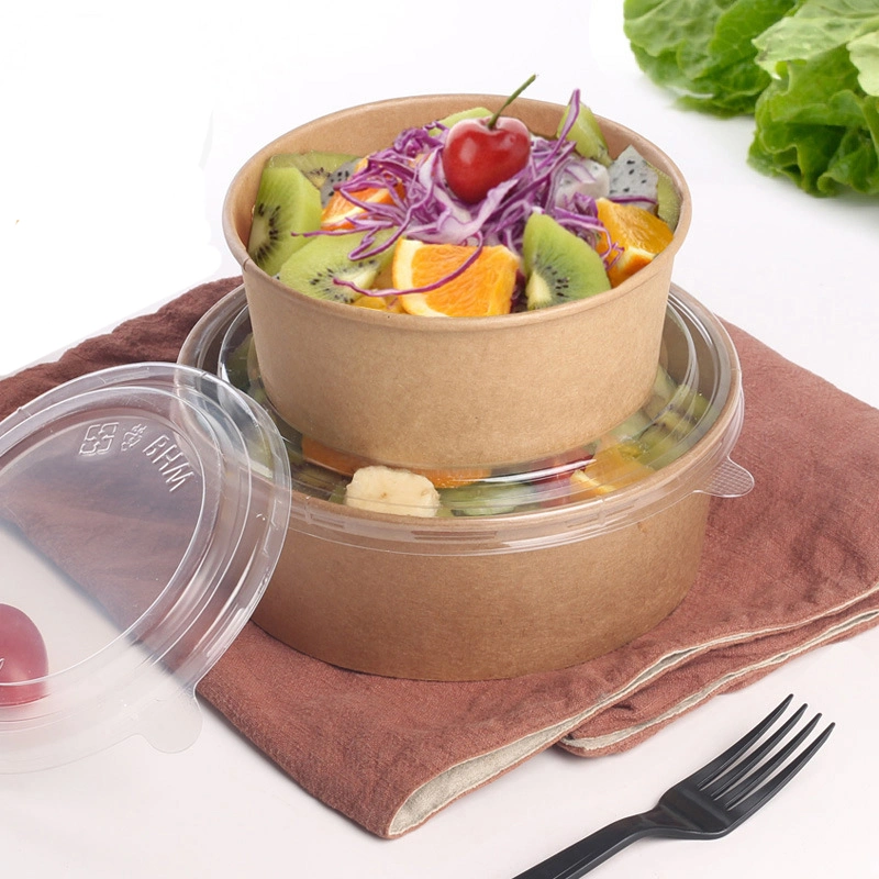 Salad Bowl Packing Box Kraft Paper Box Food Grade Takeout Food Breakfast Bowl Take-Away Tray
