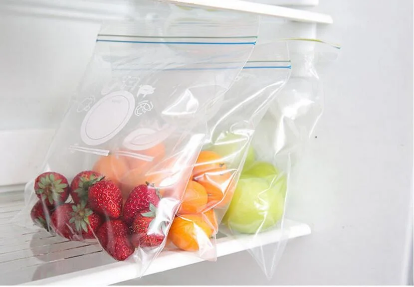 Reclosable BPA Free Quart Size Plastic Clear Ziplock Bag with Write on Block in Color Box