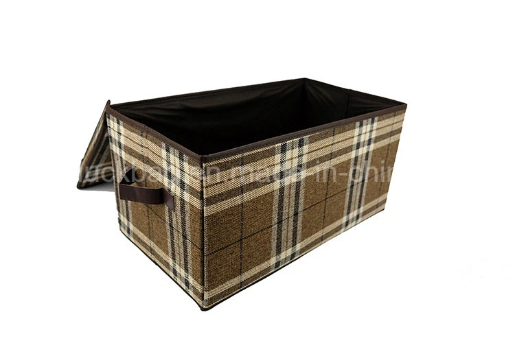 Decorative Folding Cube Non Woven Cardboard Cube Storage Box with Lid