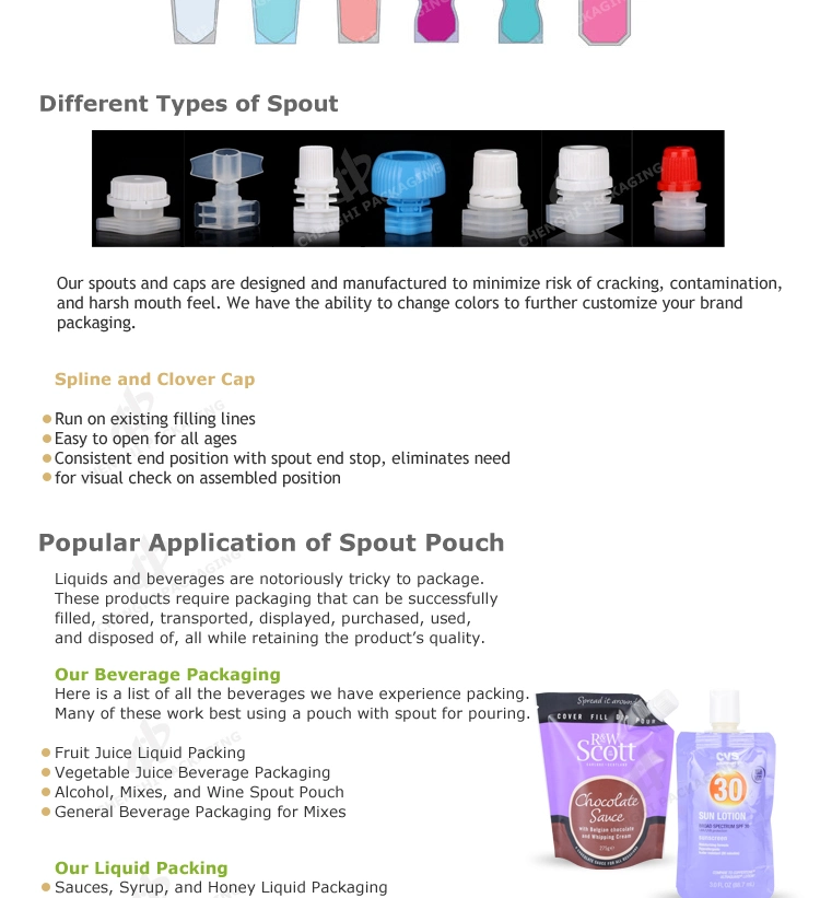 Stand up Plastic Packaging Bag Spout Plastic Bag for Seasoning Packaging