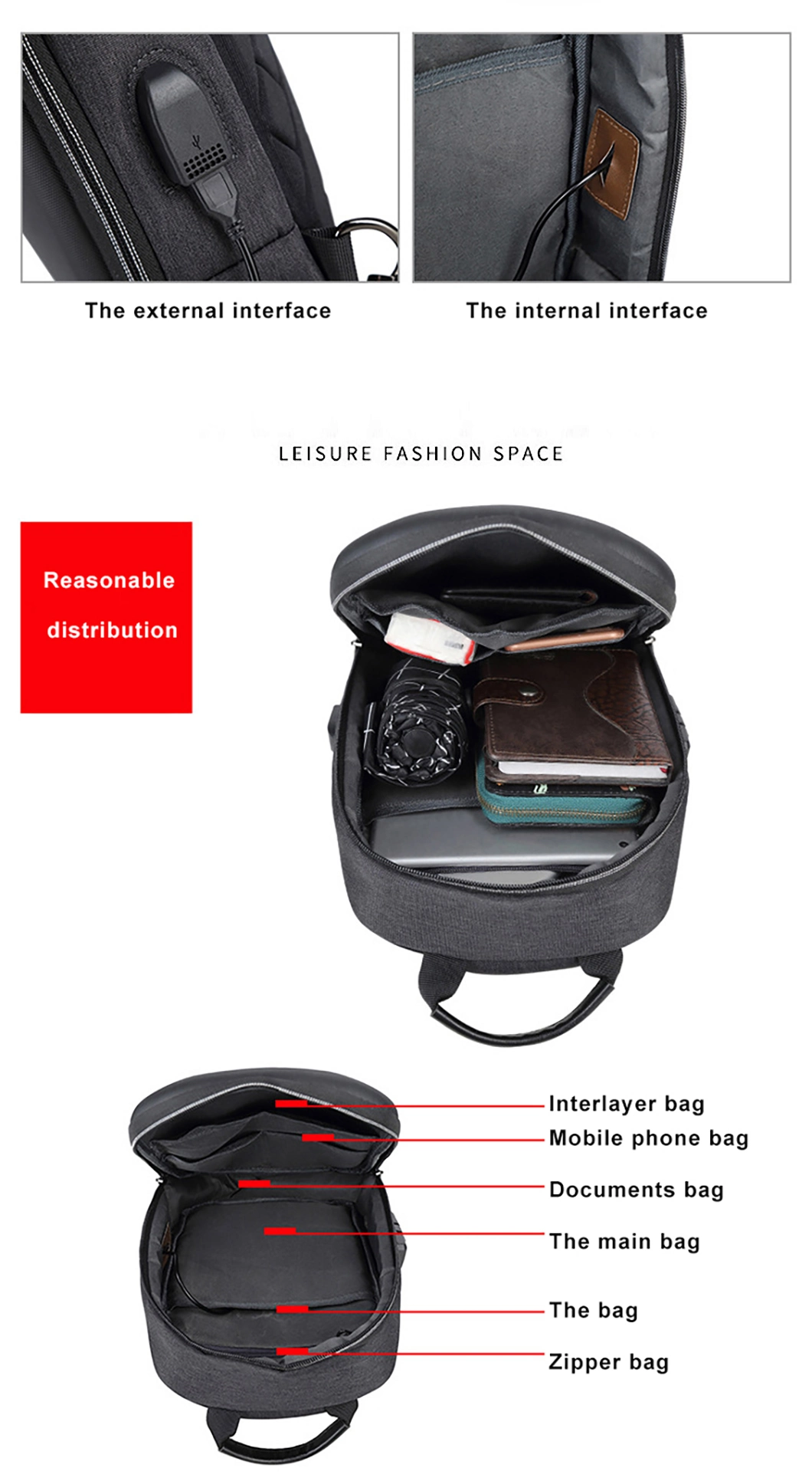 Hot Selling Business Backpack Anti-Theft Waterproof Bag Sling Bag Men EVA Shell Bag Storage Box