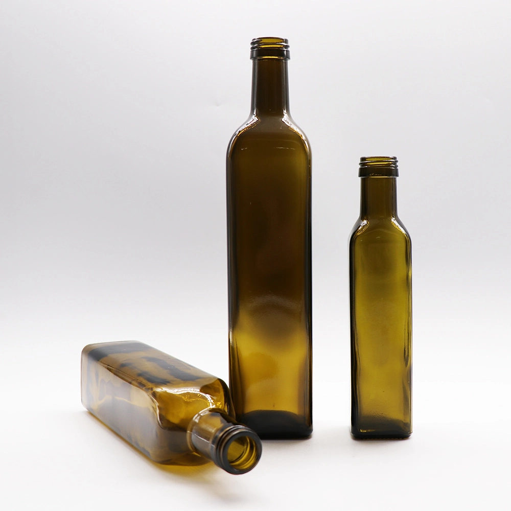 750ml 1000ml Square Olive Oil Bottle Green Amber Olive Oil Bottle Kitchenware Glass Bottle