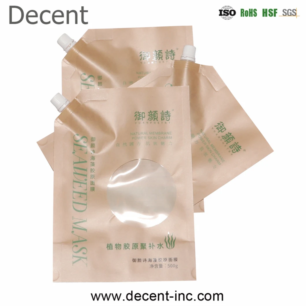 Decent Recycle Brown Kraft Paper Food Grade Doypack Spout Pouch Juice Packaging Spout Bag