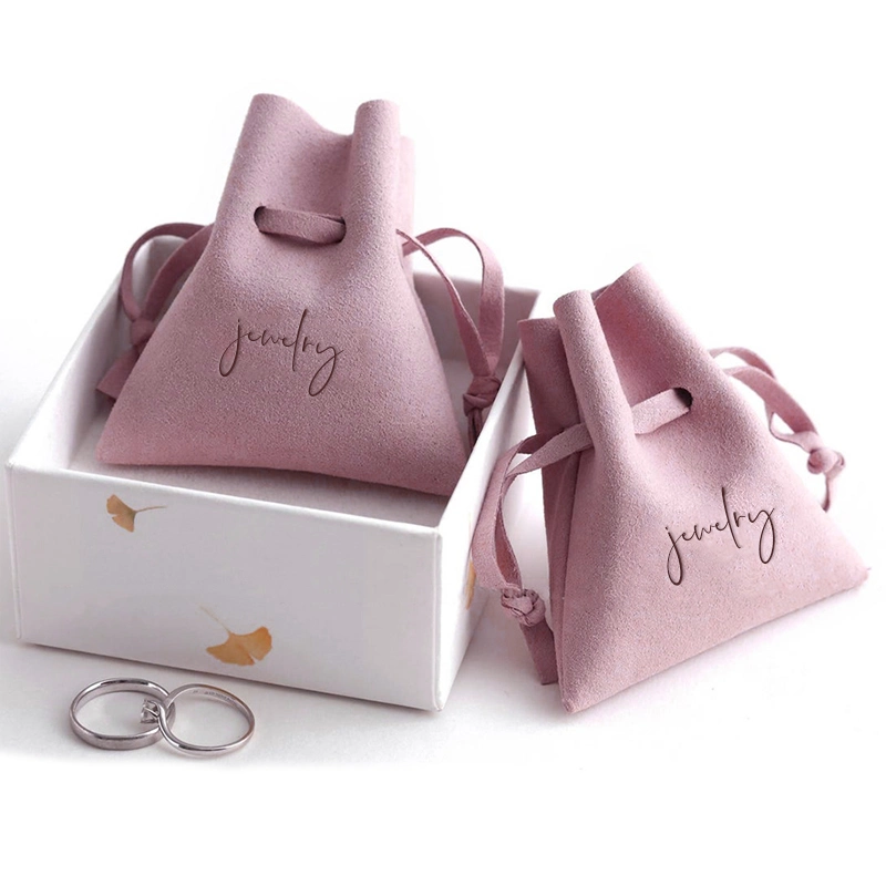 Pink Jewelry Box and Pouch Bag Logo Customized Packaging Jewelry Box for Earrings/Necklaces/Bracelets