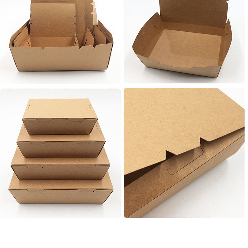 Biodegradable Kraft Food Paper Packaging Hamburger Box Hotdog Box Chips Box Delivery Food Packaging Container Box