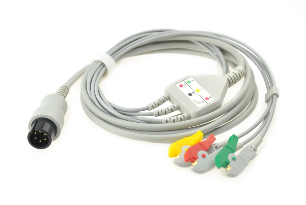 Universal Direct 3- Lead 5-Lead ECG Cable with Leadwires, Grabber/Snap