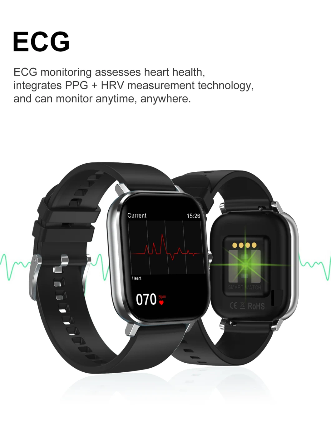 Smart Watch Bluetooth Call Heart Rate Monitor Blood Pressure Oxygen ECG Fitness Sports Watch