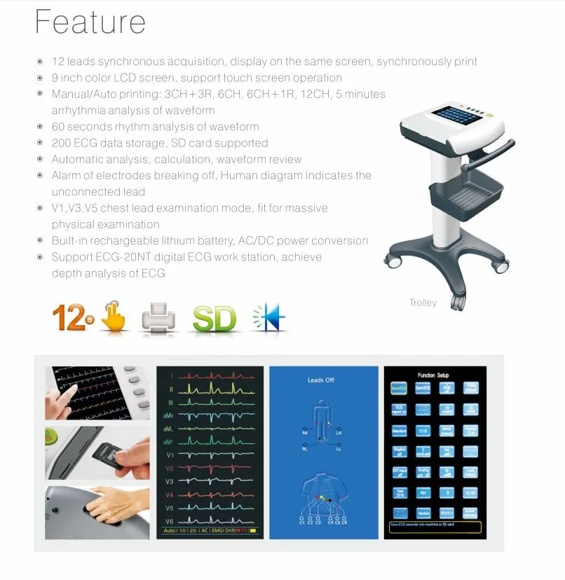 Portable Hospital Device 12 Leads 12-Channel ECG Machine Electrocardiograph Mslec33