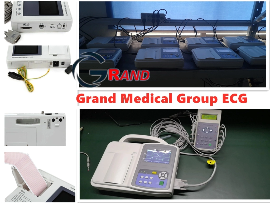 Medical Device 7inch Digital Electrocardiograph 3 Channel LCD Screen ECG Machine Portable ECG