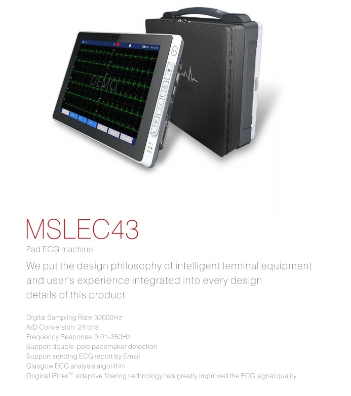 Medical Device High Accuracy Auto-Analysis Professional High-End 6-CH ECG Machine Mslec43