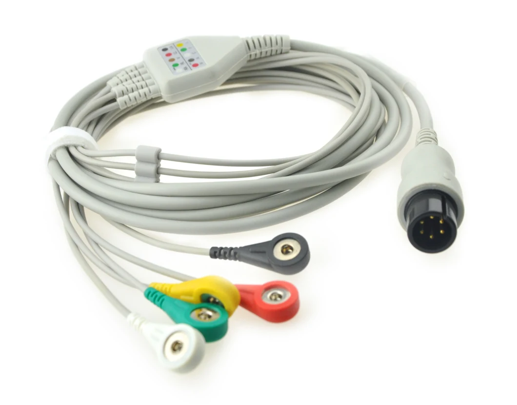 Universal Direct 3- Lead 5-Lead ECG Cable with Leadwires, Grabber/Snap