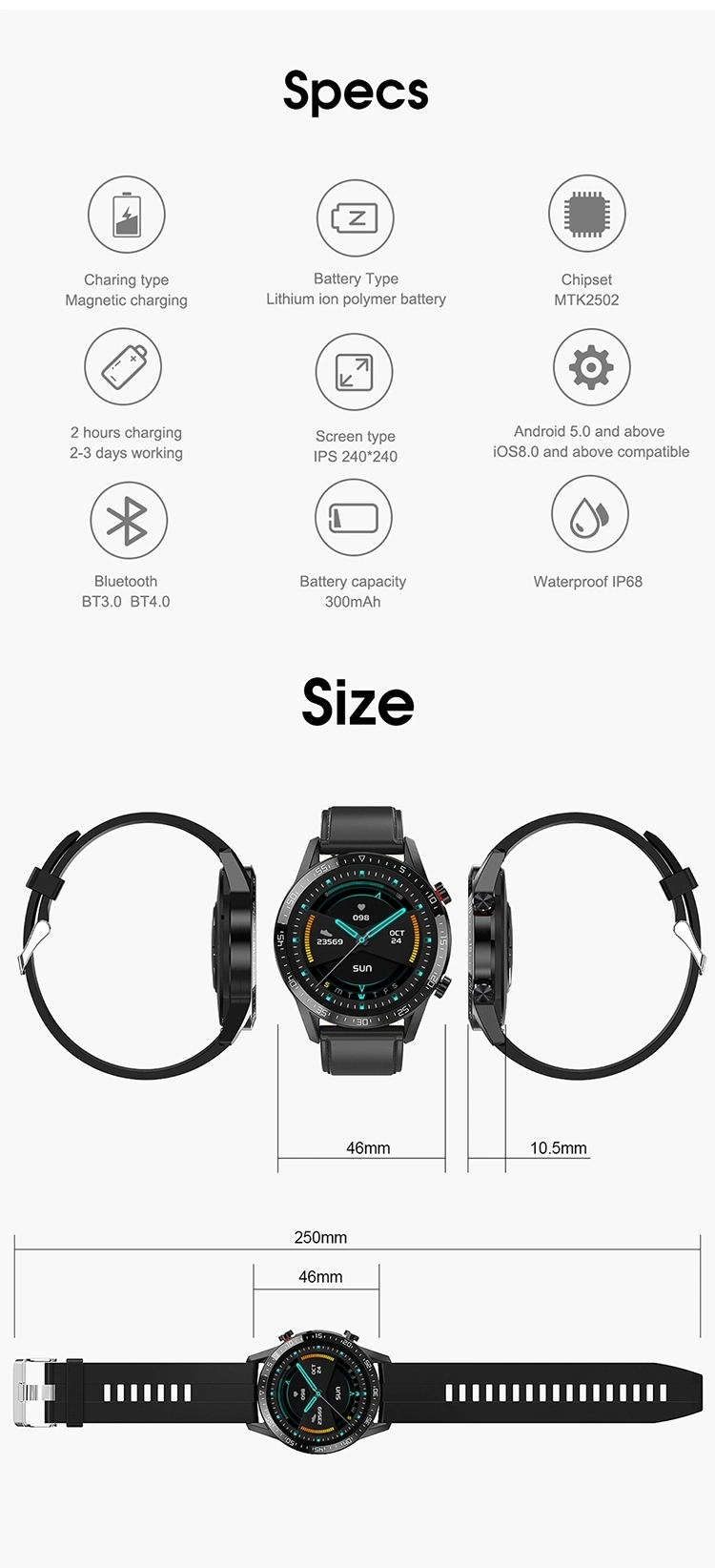 2020 Hight Quality New Smart Watch L13 Business Step Heart Rate Blood Pressure ECG Bluetooth Call Smartwatch
