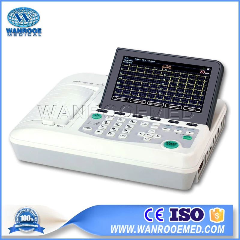 ECG601 Hospital Digital 7 Inch Portable Stress 6 Channels Surgical Electrocardiograph EKG ECG Machine