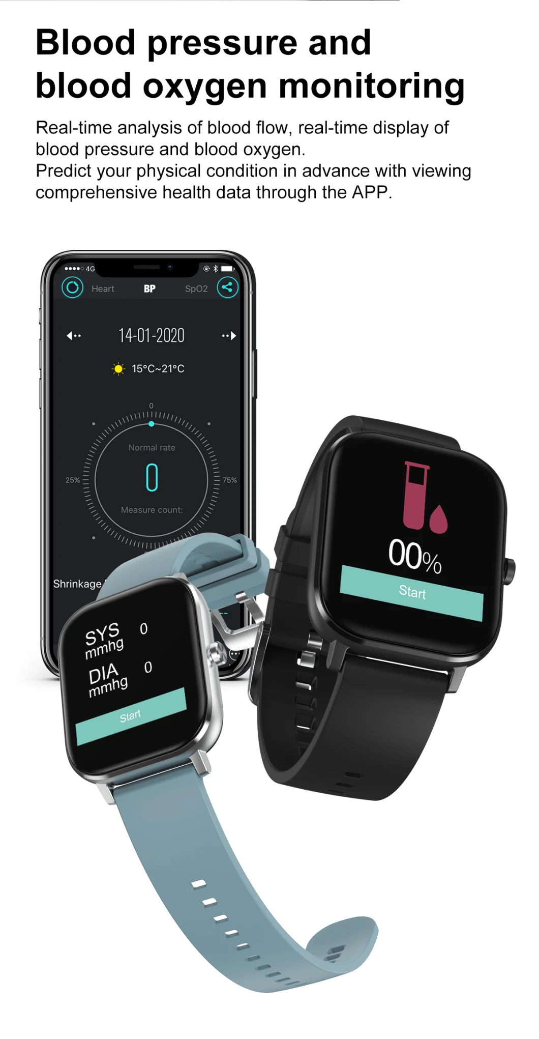 Smart Watch Bluetooth Call Heart Rate Monitor Blood Pressure Oxygen ECG Fitness Sports Watch