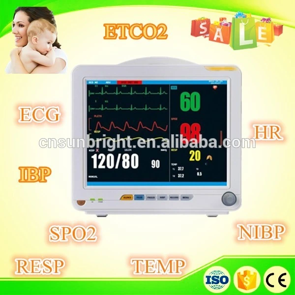 12.1'' Color TFT LCD Wearable ECG Holter Portable Patient Monitor
