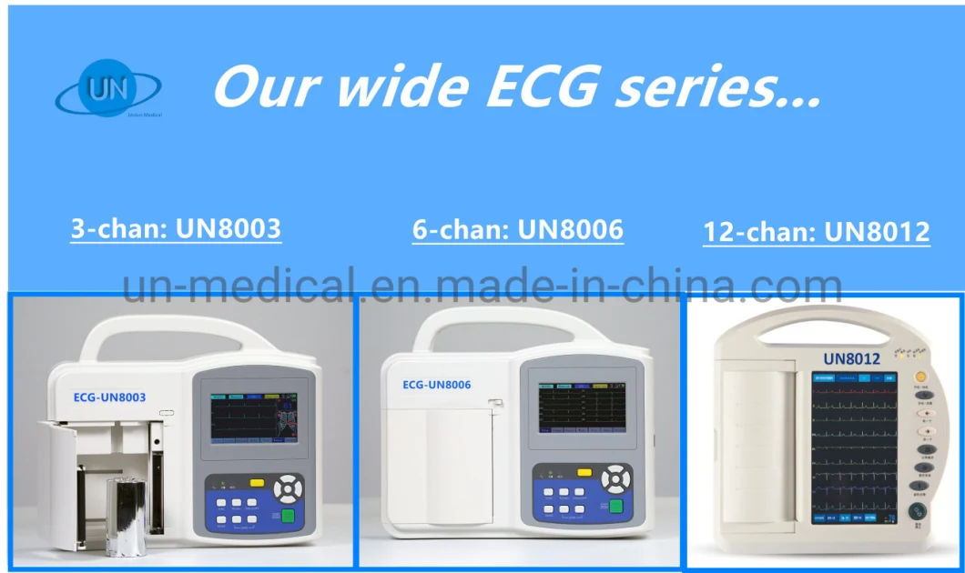 Portable Digital Hospital Electrocardiograph 12 Leads Touch Screen EKG ECG Machine (UN8003)