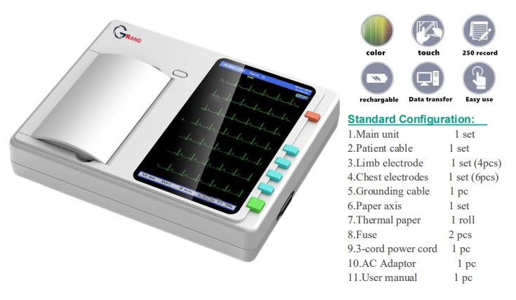 Buy Medical Instrument LCD Portable 3 Channel 12 Lead ECG Machine Electrocardiograph Digital ECG for Sale