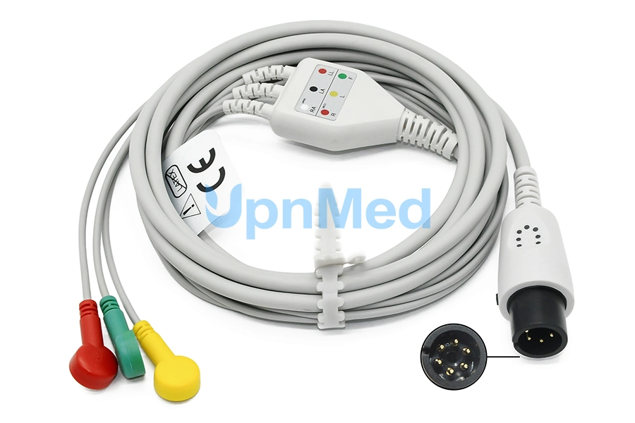 Universal 3-Lead ECG Cable and Leadwires, Snap ECG Cable