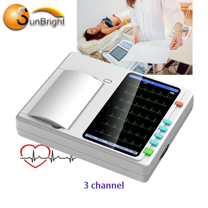 Monitor Heat Rate 3 Channel ECG Electrocardiogram Device for Human
