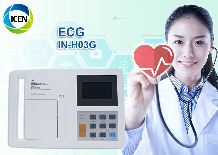 IN-H03G Digital 3 Channel 12 Lead ECG Machine Real-time Print