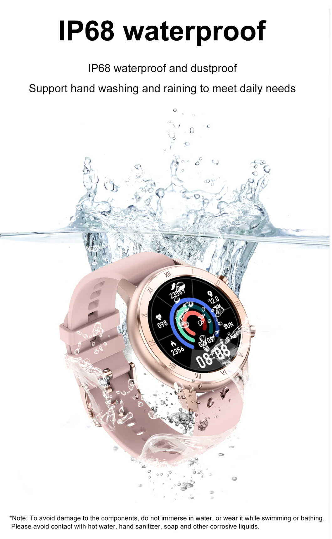 Fashion Sport IP68 Waterproof Ladies Gift Watch Monitoring ECG Information/Phone Alert Smartphone Watch Mobile Accessories