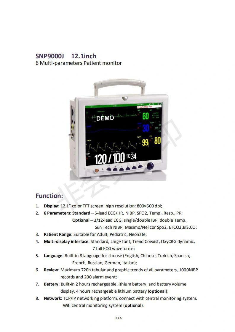 ECG Cardiac Patient Monitor 15 Inch Cheap Patient Monitor/Patient Monitor Manufacture