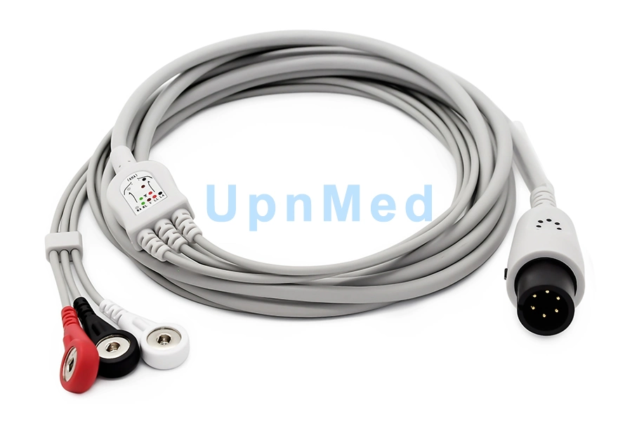 Universal 3-Lead ECG Cable and Leadwires, Snap ECG Cable