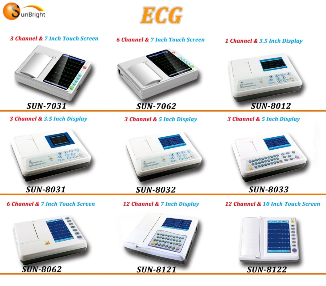 12 Channel Portable ECG/EKG ECG Machine Sun-8122 Price