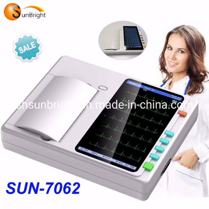 Sun-7062 China Hospital Cheap Color Display Simulator ECG 12 Lead ECG Portable Machine