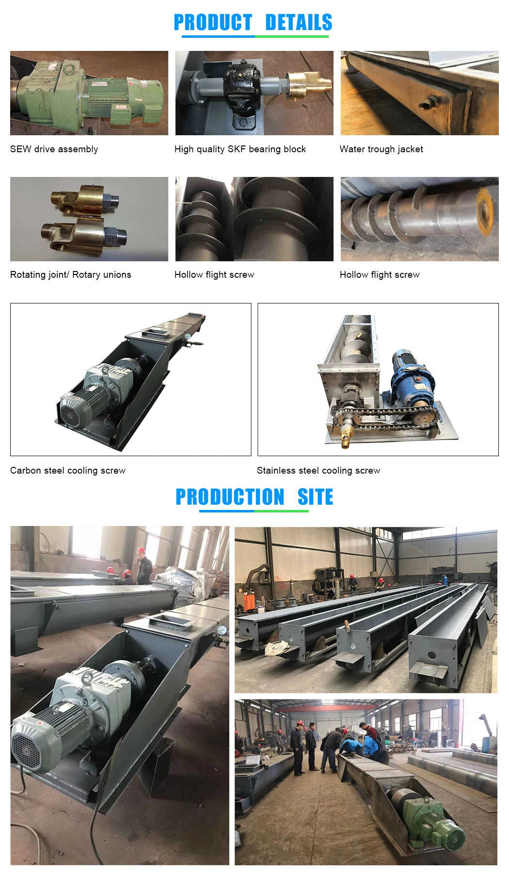 Heat Resistant Flexible Screw Auger Conveyor for Heating Oil Steam or Cooling Water