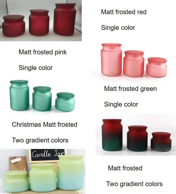 Eco-Friendly Pretty 10oz 17oz 24oz Matte Gradient Colored Painted Glass Candle Jar with Lid