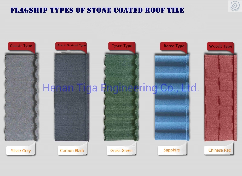 Tiga Factory Supply Stone Chip Coated Steel Roofing Tiles (Wood Grain Type)