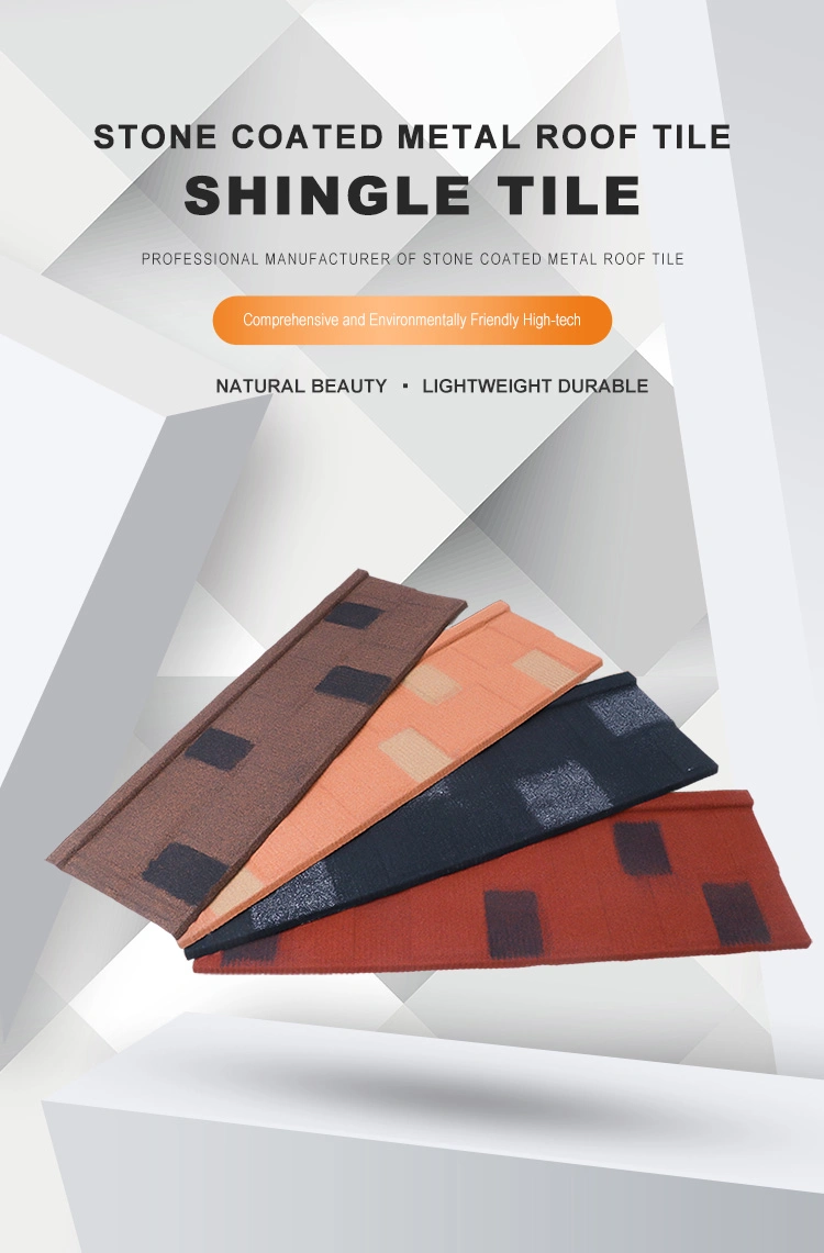 Construction Building Roofing Material Wood Type Stone Coated Red Color Metal Roof Tile