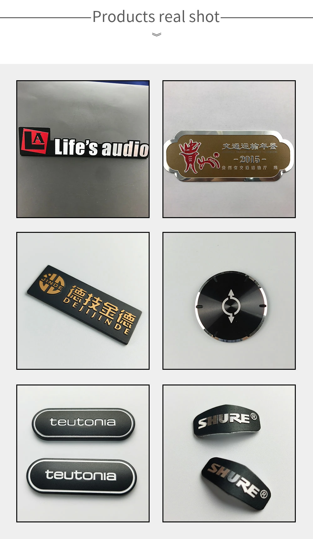 High Quality Aluminum Alloy Plate Custom Brushing and Painting Metal Headset Logo Adhesive Sticker