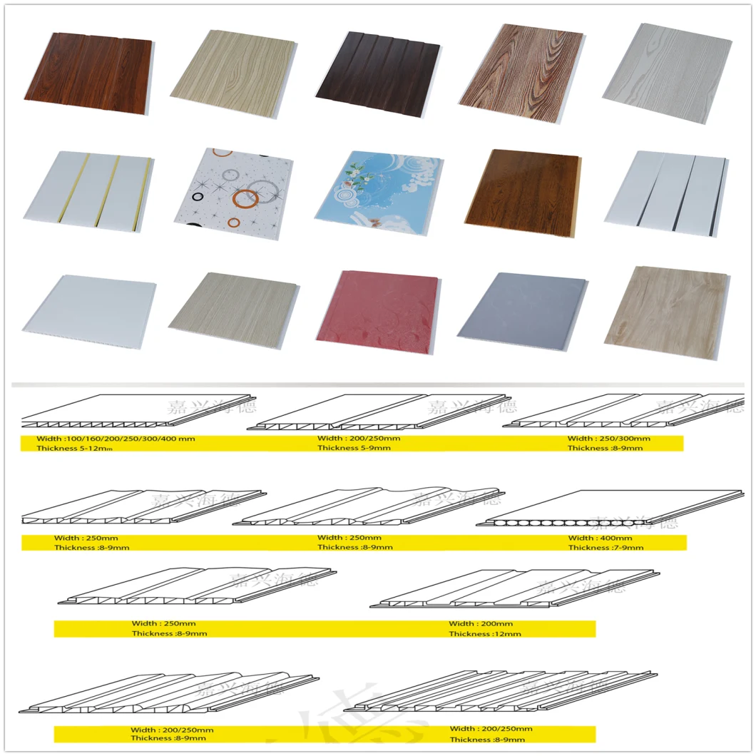6/7/8mm Thick Plastic Wall Cladding Panel De PVC Decorative Ceiling for Interior Design