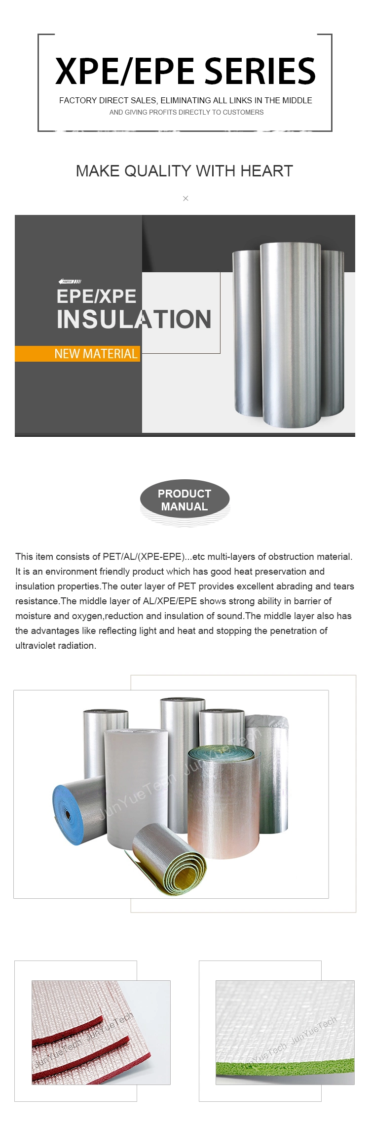 Insulation Materials EPE/XPE Aluminum Foil Foam Steel Structure Insulation
