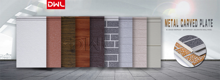 Carved Metal Insulation Board / Embossed Metal Decorative Wall Sandwich Panel