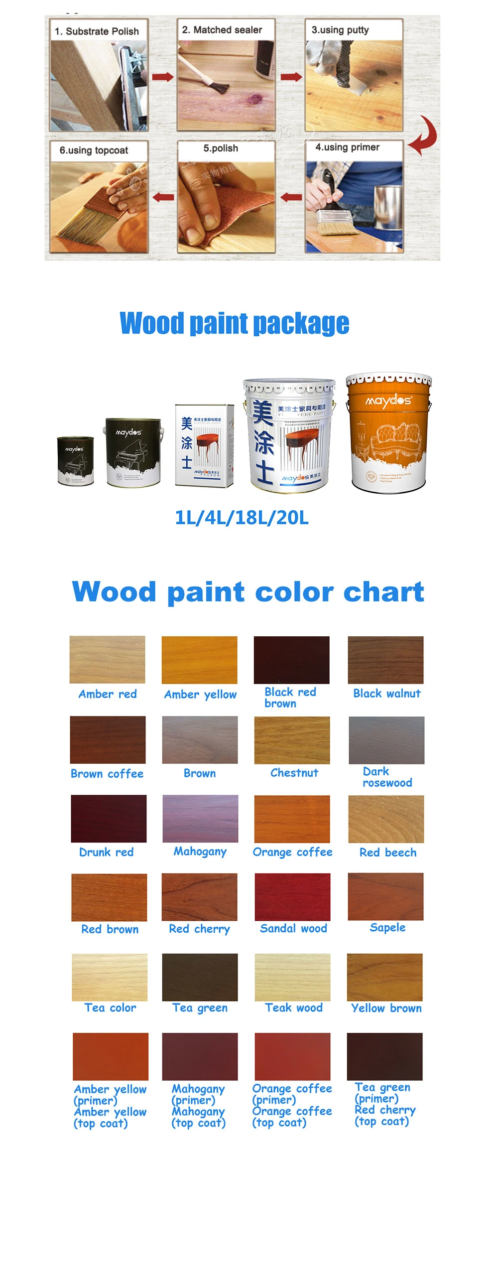 Profession Paint Supplier Since 1995-Maydos 1 Pack Nc Wood Varnish Coating for Wood Painting