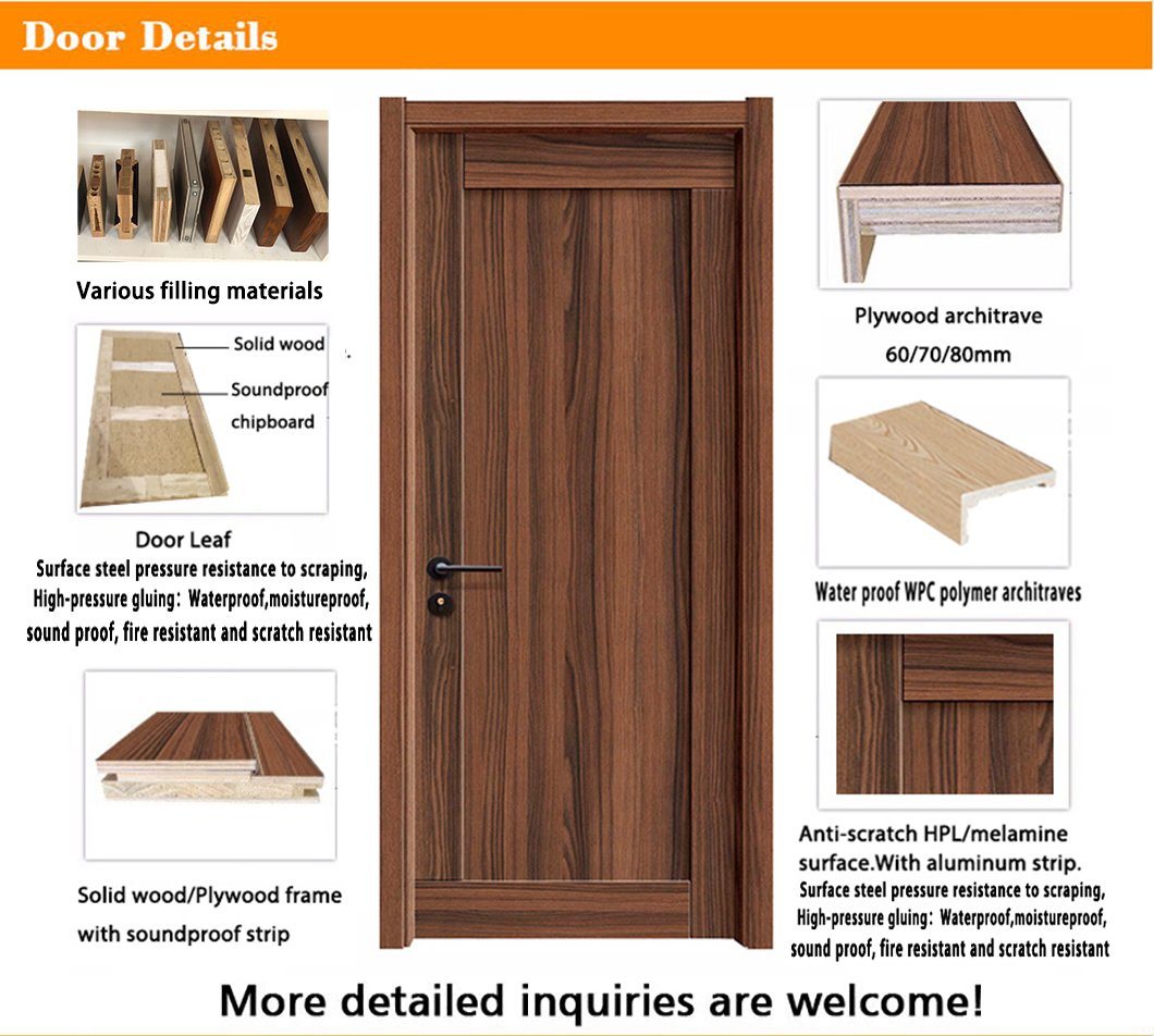 Cheap Home Luxury Design Fireproof Wood Flush Door Solid Wooden Doors