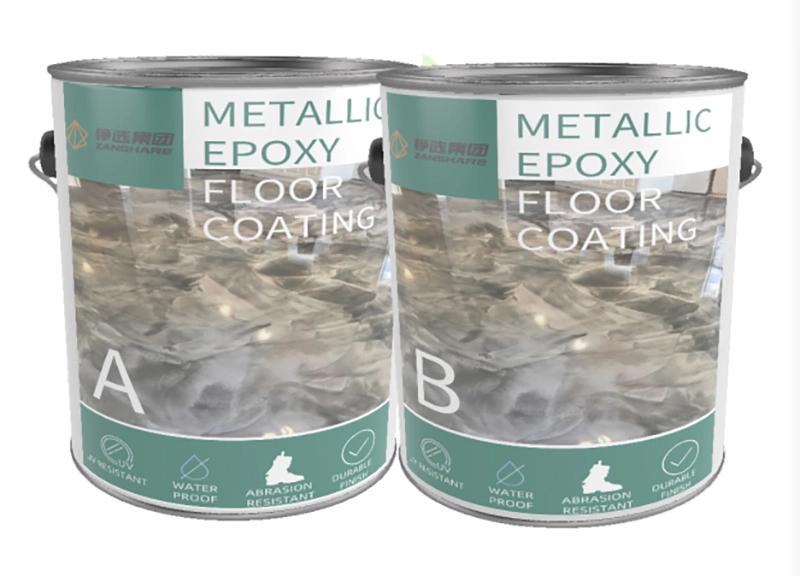 China Self Leveling Metallic Epoxy Resin Floor Coating Chemicals Marble Effect Metallic Epoxy Floor Paint