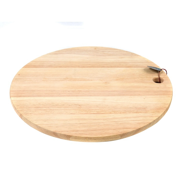 Heat Resistant Round Cheese Board Fruit Vegetable Cutting Board Bamboo Wood with Groove