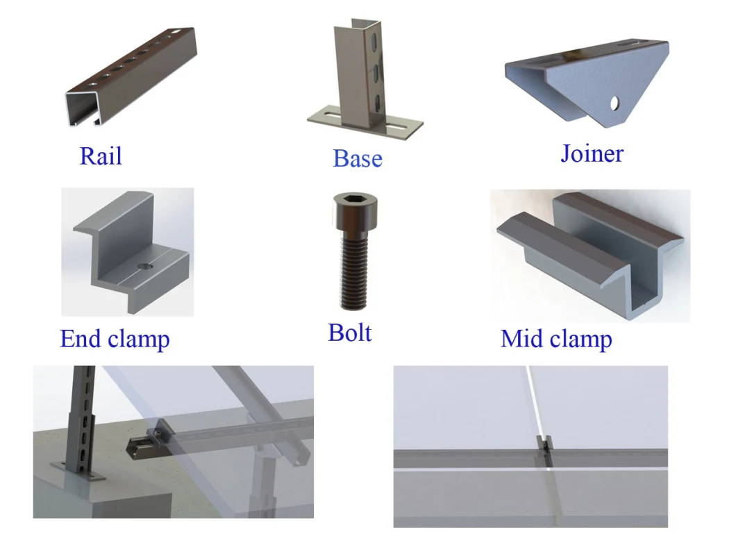 Home Roof Solar Mounting Structure Solar Mount System Aluminium Flat Roof Bracket