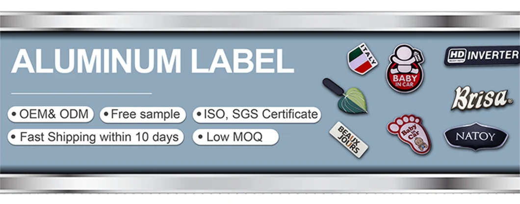 Custom High Quality Beautiful Aluminum Label with Adhesive Aluminum Sticker Label Anodized Aluminum Label