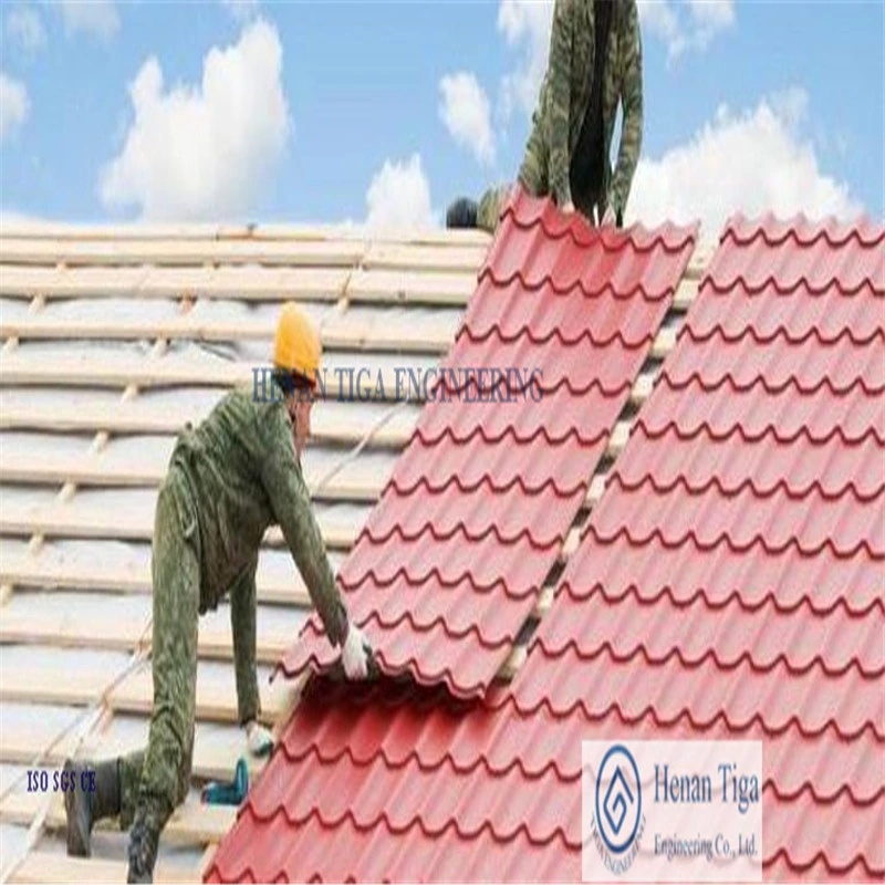 Tiga Factory Supply Stone Chip Coated Steel Roofing Tiles (Wood Grain Type)