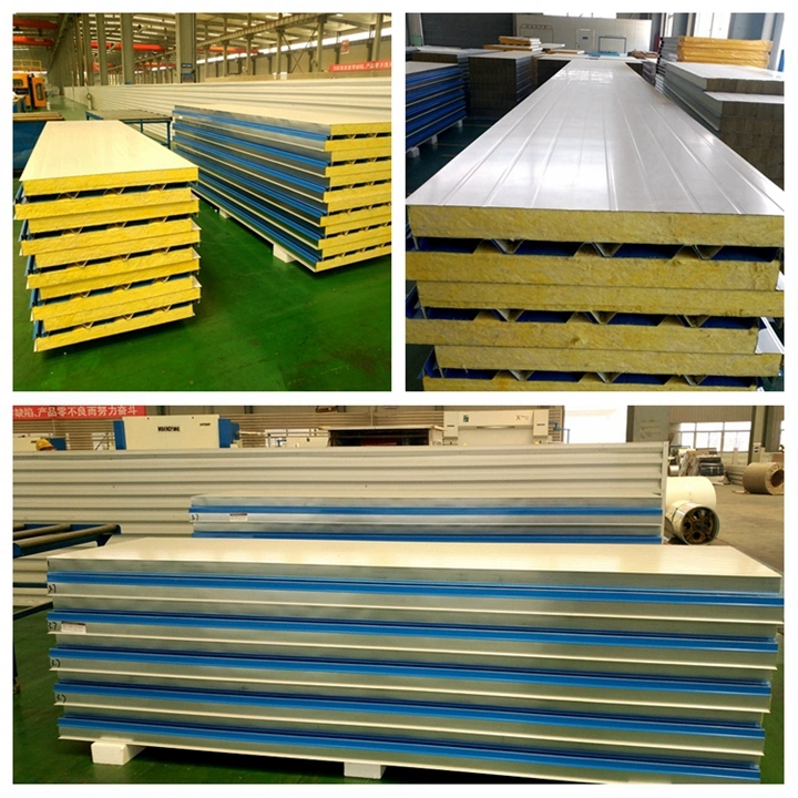PPGI Steel Faced Insulated Rock Wool / Glass Wool Sandwich Panel Sandwich Board From China