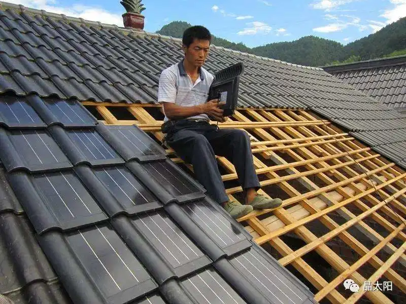 Waterproof 10W 25W Waved Flat Solar Roof Tile Ceramic Coated Solar PV Roof Tile
