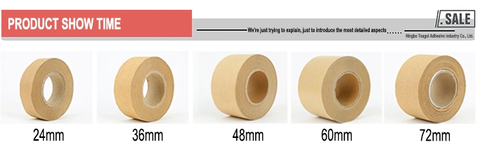 Water Activated Glue Brown Adhesive Kraft Paper Tape for Packaging